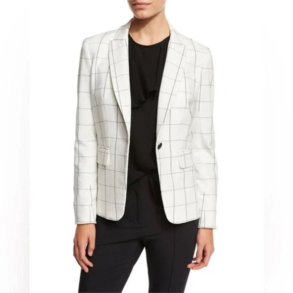 Veronica Beard Clubhouse Dickey Blazer White Check Plaid Jacket - Picture 1 of 8